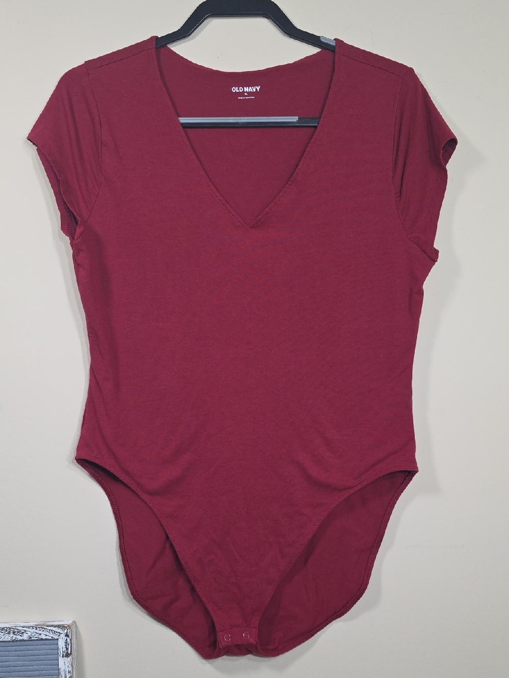 Old Navy Women's V-Neck Short Sleeve Wine Bodysuit